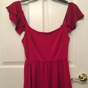 Red Off the Shoulder Romper